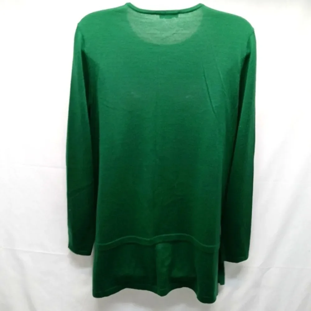 J. Jill Merino Wool Washable Tunic Sweater Green Side Slits Scoop Neck XS Womans - Picture 2 of 10